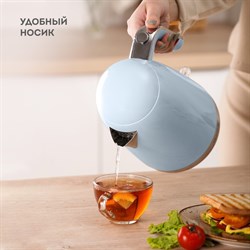 Чайник электрический Galaxy GL 0332, пластик, колба металл, 1.7, 2200 Вт, голубой - фото 51410226