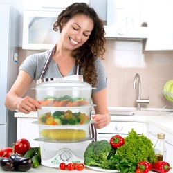 Пароварка Endever Vita-177, электрическая, 1000 Вт, 9 л, 3 яруса, белая - фото 51411727