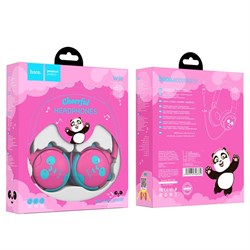 Наушники Hoco W31 "Панда", проводные, накладные, 85 дБ, Jack 3.5 мм, 1.2 м, розово-голубые - фото 51412261