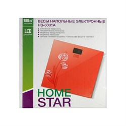 Весы напольные HOMESTAR HS-6001A, электронные, до 180 кг, 1хCR2032, стекло, оранжевые - фото 51412924