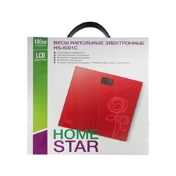 Весы напольные HOMESTAR HS-6001C, электронные, до 180 кг, 1хCR2032, стекло, красные - фото 51412940