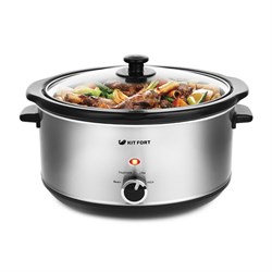 Медленноварка Kitfort KT-208, 280 Вт, 4.5 л, 3 режима, серебристая - фото 51413424