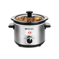 Медленноварка Kitfort KT-205, 120 Вт, 1.5 л, 3 режима, серебристая - фото 51413436