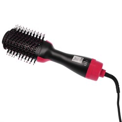 Фен-щётка Luazon LFS-04, 1000 Вт, 3 скорости, 3 режима, чёрно-розовая - фото 51414080