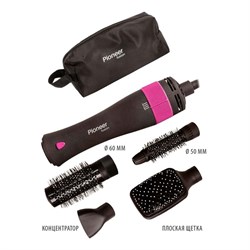 Фен-щётка Pioneer HB-1001D, 1000 Вт, 2 температурных режима, чёрно-розовая - фото 51414529