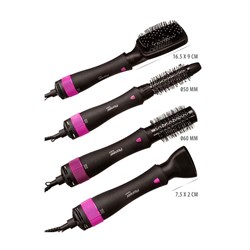 Фен-щётка Pioneer HB-1001D, 1000 Вт, 2 температурных режима, чёрно-розовая - фото 51414531