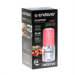 Измельчитель Endever Sigma-61, пластик, 400 Вт, 0.5 л, 1 скорость, розовый - фото 51415137