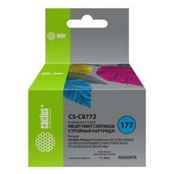 Картридж Cactus CS-C8772 №177, для HP PS 3213/3313/8253/C5183/C6183/C6283, 11,4 мл, цвет пурпурны - фото 51416159