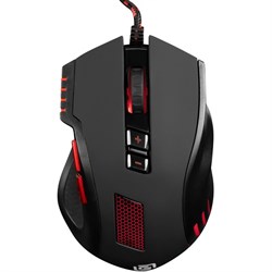 Мышь Оклик 806G черный/красный оптическая (3200dpi) USB (8but) - фото 51416755