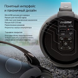 Колонка портативная Digma D-PS1520, 16 Вт, 1.0 BT, 10 м, 1500mAh, чёрная (SP1520B) - фото 51417212