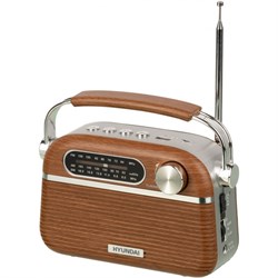 Радиоприемник портативный Hyundai H-PSR200 дерево коричневое/серебристый USB microSD - фото 51417792