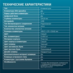 Клавиатура Оклик 890S серый USB беспроводная slim - фото 51422724