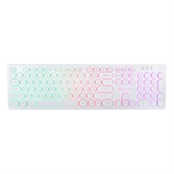 Клавиатура Оклик 420MRL белый USB slim Multimedia LED - фото 51423490