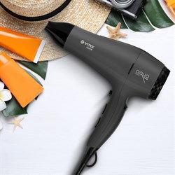 Фен Vitek VT-8229, 2200Вт, 3 режима, 2 скорости, 1 насадка, хол. возд., иониз., шнур 1.8м - фото 51424915