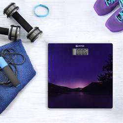 Весы напольные Vitek VT-1972, электронные, до 180 кг, стекло, фиолетовые - фото 51424951