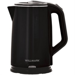 Чайник электрический WILLMARK WEK-2012PS, пластик, колба металл, 2 л, 2000 Вт, черный - фото 51426079
