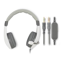 Наушники с микрофоном Оклик HS-L600 серый 1.8м мониторные оголовье (1532023) - фото 51428740