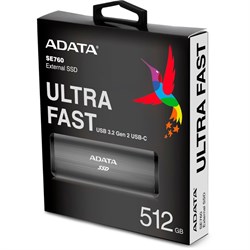 Накопитель SSD A-Data USB-C 512GB ASE760-512GU32G2-CTI SE760 1.8" серый - фото 51428787